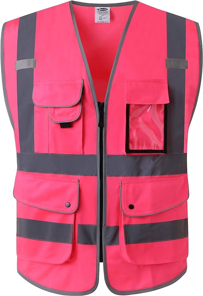 New York Hi-Viz Workwear Class 2 High Visibility Zipper Front Safety Vest