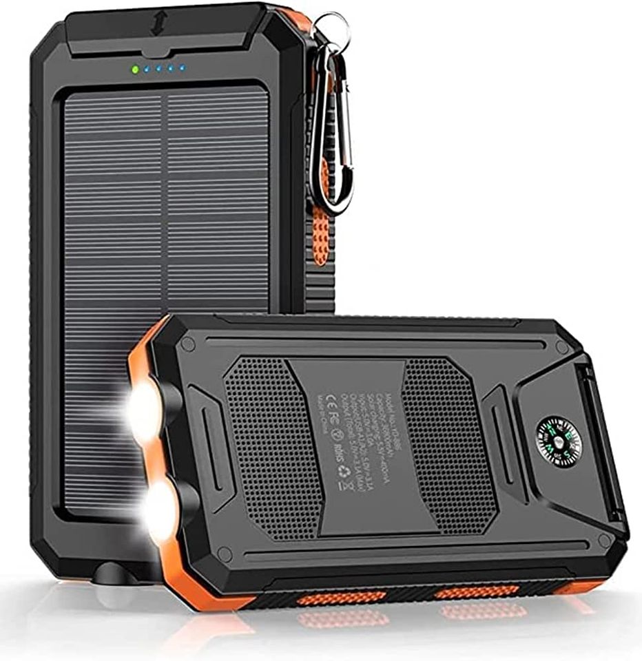 Portable solar power banks with built-in flashlight