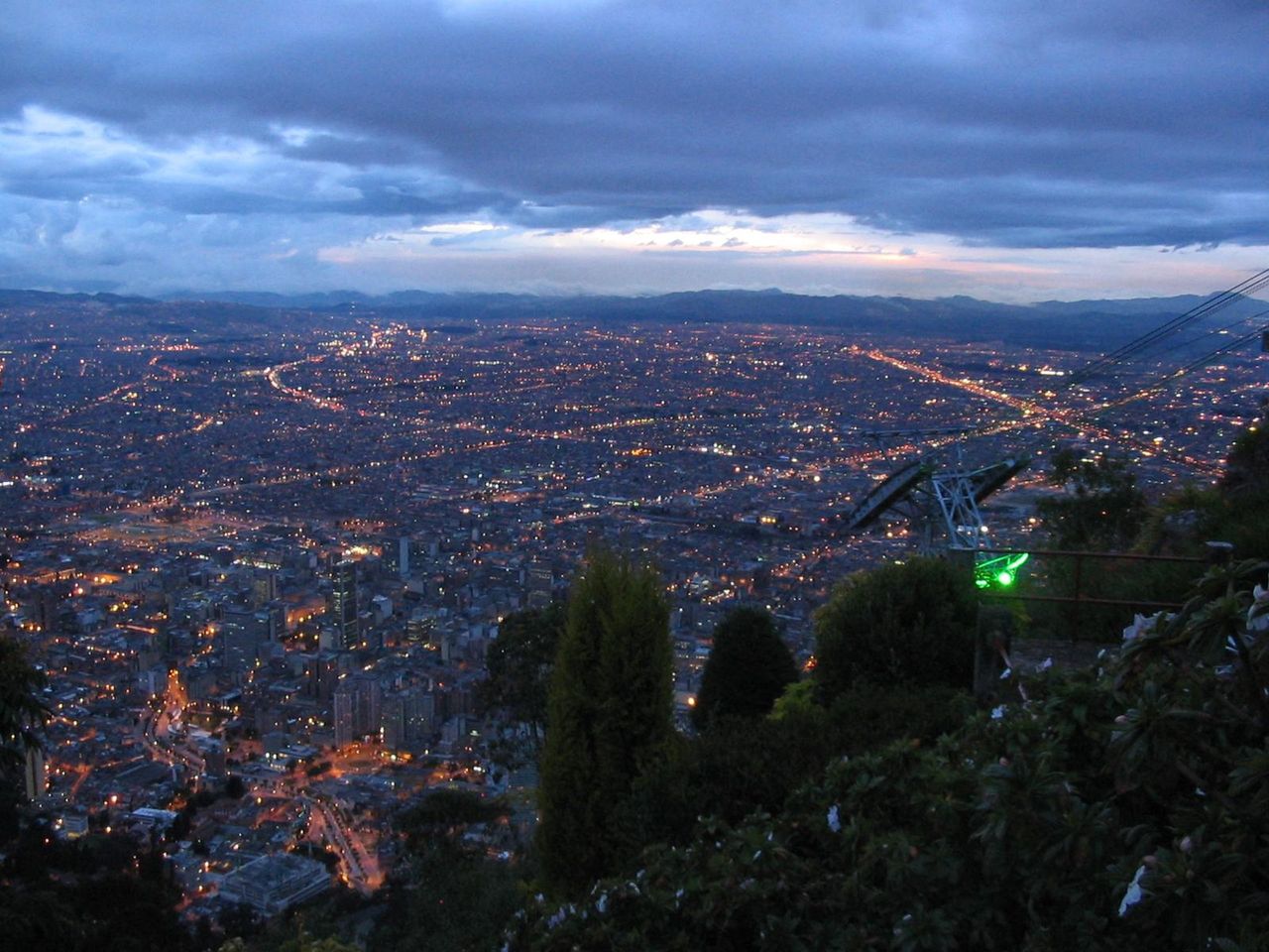 Twilight view over Bogota from Monserrate