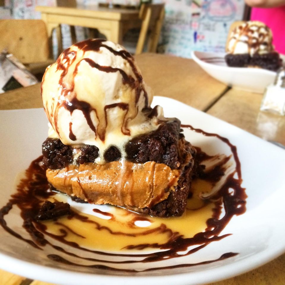 Delicious brownie- peanut butter with ice-cream